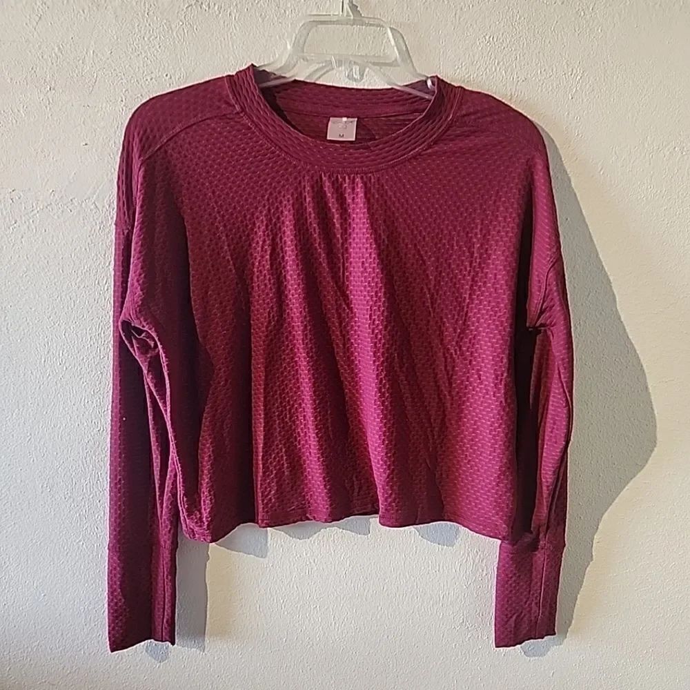 Calia Breathable Pullover Cropped Top Stretch Yoga Burgundy Red